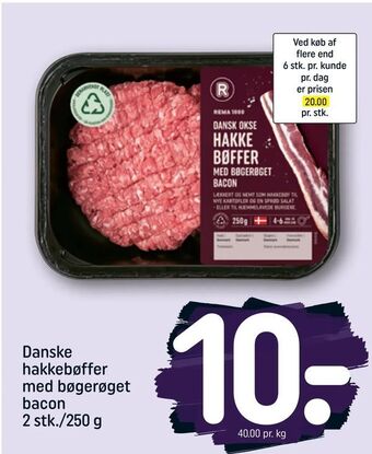 REMA 1000 Danske hakkebøffer med bøgerøget bacon tilbud