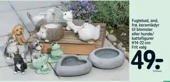 REMA 1000 Fuglebad, and, frø, keramikdyr til blomster eller hunde/ kattefigurer H14-22 cm tilbud