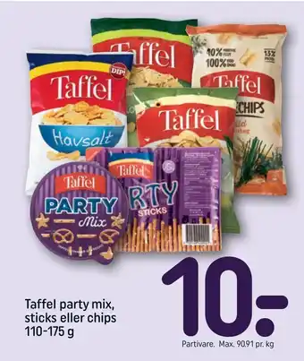 REMA 1000 Taffel party mix, sticks eller chips tilbud