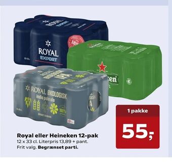 Dagli'Brugsen Royal eller Heineken 12-pak tilbud