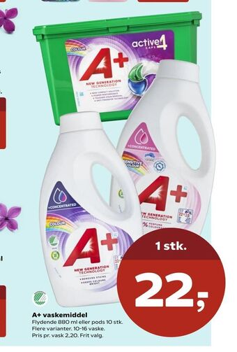 Kvickly A+ vaskemiddel tilbud