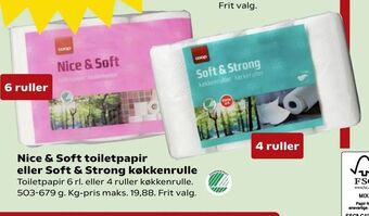 Kvickly Nice & Soft toiletpapir eller Soft & Strong køkkenrulle tilbud