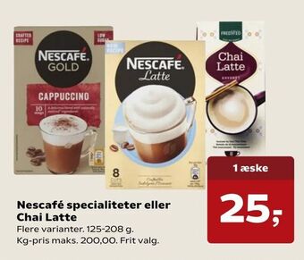 Kvickly Nescafé specialiteter eller Chai Latte tilbud