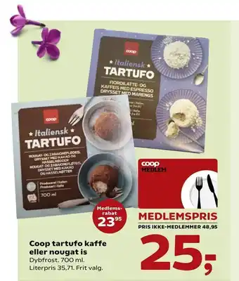 Kvickly Coop tartufo kaffe eller nougat is tilbud