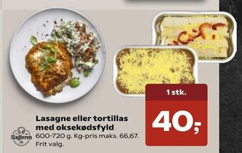 Kvickly Lasagne eller tortillas med oksekødsfyld tilbud