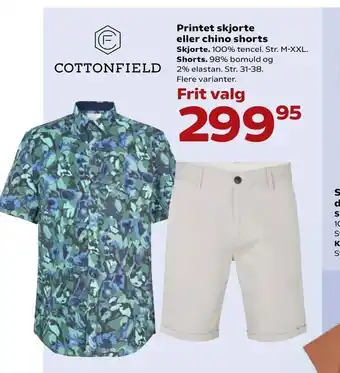 Kvickly Printet skjorte eller chino shorts tilbud