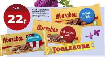 Kvickly Marabou chokolade eller Toblerone tilbud