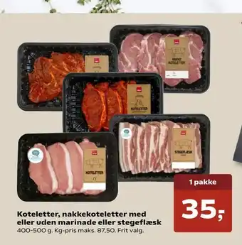 Kvickly Koteletter, nakkekoteletter med eller uden marinade eller stegeflæsk tilbud