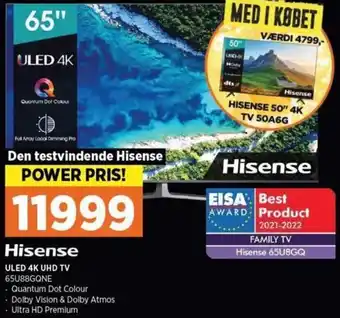 Power Hisense ULED 4K UHD TV 65U88GQNE tilbud