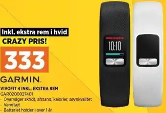 Power Garmin Vivofit 4 Inkl. Ekstra REM GAR0200027401 tilbud