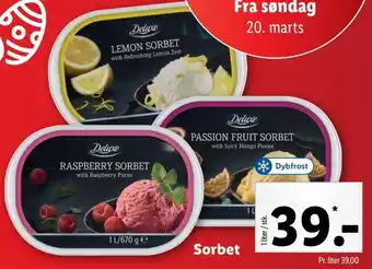 Lidl Sorbet 1 Liter tilbud