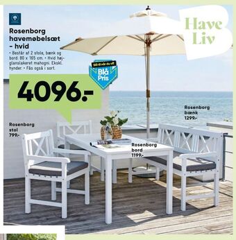 Bilka Rosenborg havemøbelsæt - hvid tilbud