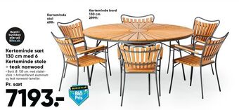 Bilka Kerteminde sæt 130 cm med 6 Kerteminde stole - teak nonwood tilbud