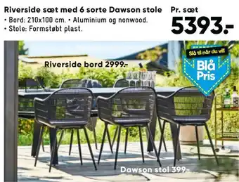 Bilka Riverside sæt med 6 sorte Dawson stole tilbud