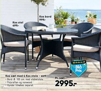 Bilka Kos sæt med 4 Kos stole - sort tilbud
