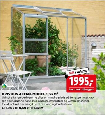 jem & fix Drivhus altan-model 1,33 m2 tilbud