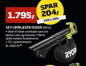 Bygma 18 v løvblæser/suger tilbud
