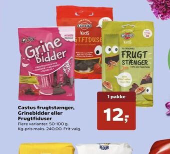 SuperBrugsen Castus frugtstænger, Grinebidder eller Frugtfiduser tilbud