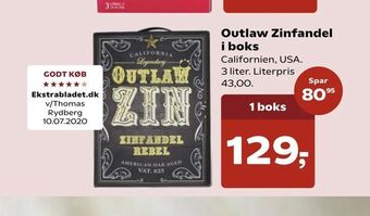 SuperBrugsen Outlaw Zinfandel i boks tilbud