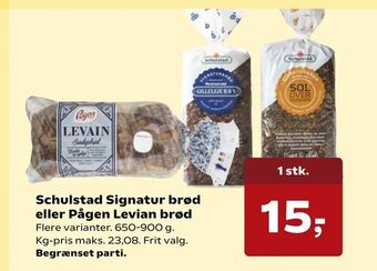 Schulstad Signatur brød eller Pågen Levian brød