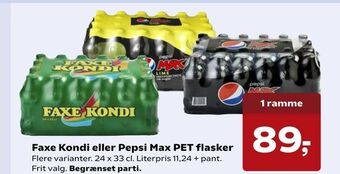 SuperBrugsen Faxe Kondi eller Pepsi Max PET flasker tilbud