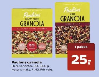 SuperBrugsen Pauluns granola tilbud