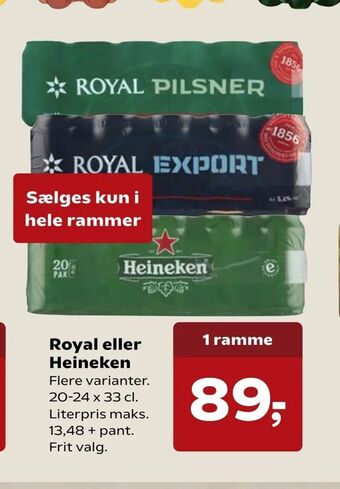 SuperBrugsen Royal eller Heineken tilbud