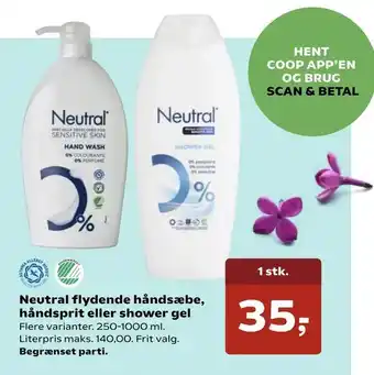 SuperBrugsen Neutral flydende håndsæbe, håndsprit eller shower gel tilbud