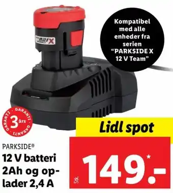 Lidl 12 V Batteri 2Ah Og Op-Lader 2,4 A tilbud
