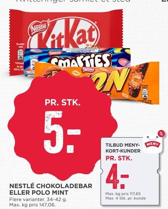 MENY Nestlé chokoladebar eller polo mint tilbud