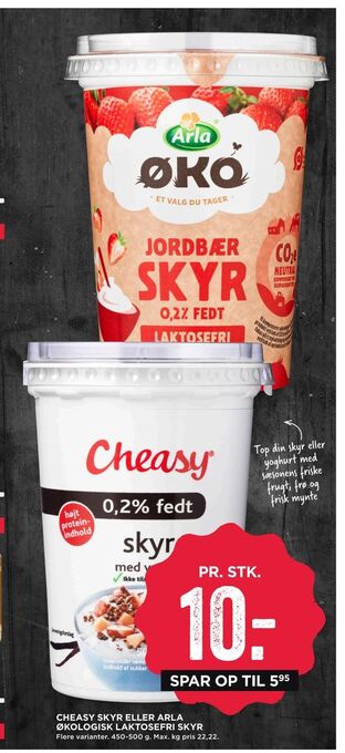 MENY Cheasy skyr eller arla økologisk laktosefri skyr tilbud