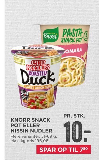 Knorr snack pot eller nissin nudler