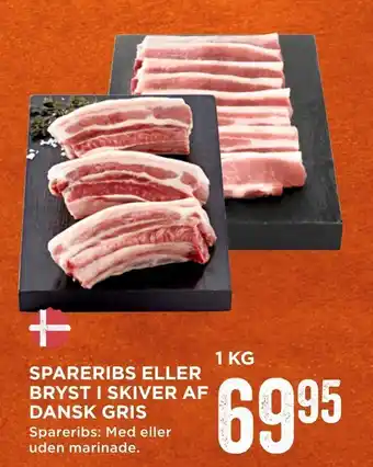 MENY Spareribs eller bryst i skiver af dansk gris tilbud