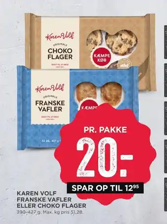 MENY Karen volf franske vafler eller choko flager tilbud