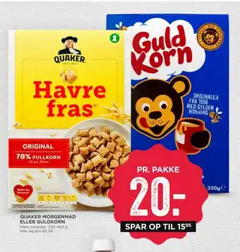 Quaker morgenmad eller guldkorn
