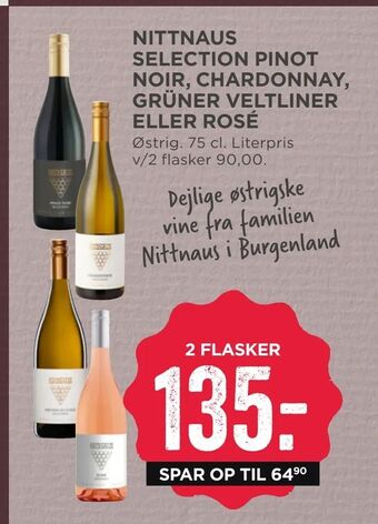 MENY Nittnaus selection pinot noir, chardonnay, grüner veltliner eller rosé tilbud