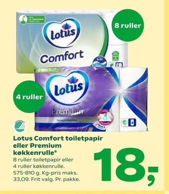Coop 365 Lotus Comfort toiletpapir eller Premium køkkenrulle tilbud
