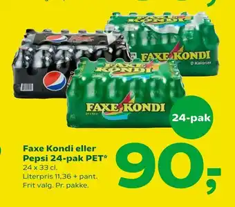 Coop 365 Faxe Kondi eller Pepsi 24-pak PET tilbud