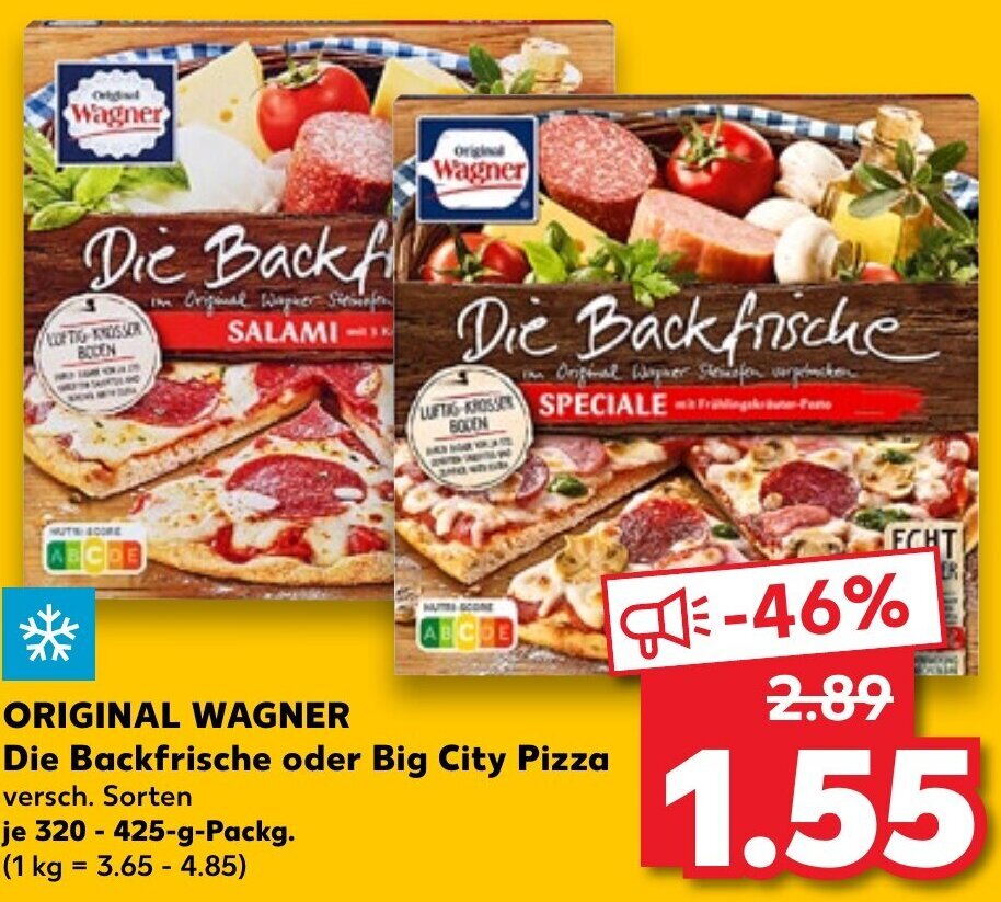 Original Wagner Die Backfrische Oder Big City Pizza 320425g tilbud hos