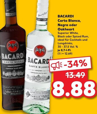 Bacardi Carta Blanca, Negra Oder Oakheart