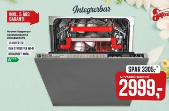 Skousen Hoover integrerbar opvaskemaskine HDIN4S613PS tilbud