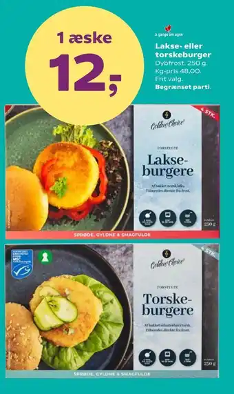 Kvickly Lakse- eller torskeburger tilbud