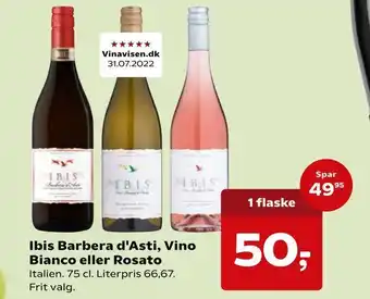 Kvickly Ibis Barbera d'Asti, Vino Bianco eller Rosato tilbud