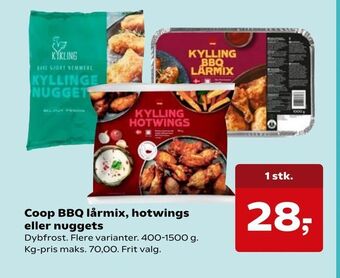 SuperBrugsen Coop BBQ lårmix, hotwings eller nuggets tilbud