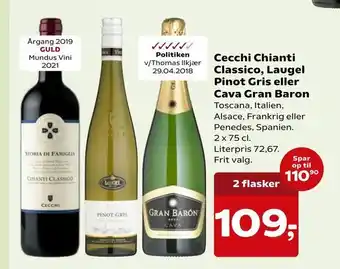 Cecchi Chianti Classico, Laugel Pinot Gris eller Cava Gran Baron