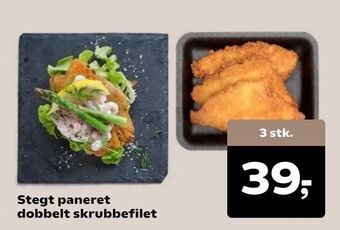 Stegt paneret dobbelt skrubbefilet