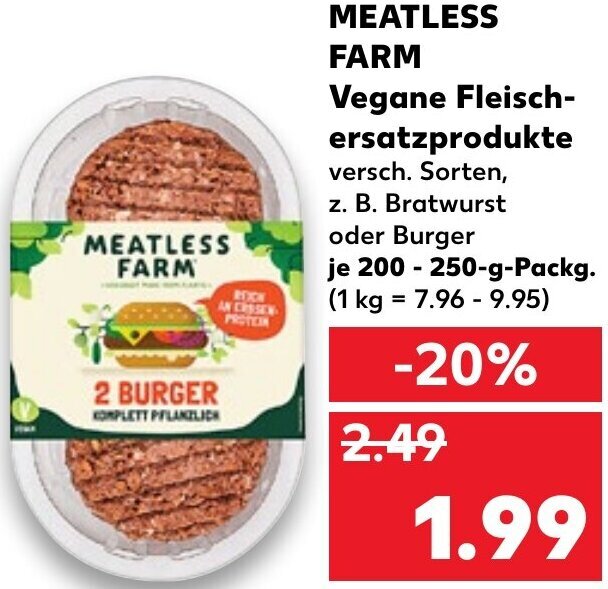 Meatless Farm Vegane FleischErsatzprokte 200250g tilbud hos Kaufland