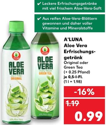 Kaufland DE A'Luna Aloe Vera Erfrischungs-Getränk tilbud