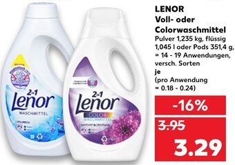 Kaufland Lenor Voll-Oder Colorwaschmittel tilbud