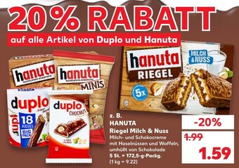 Hanuta Riegel Milch & Nuss